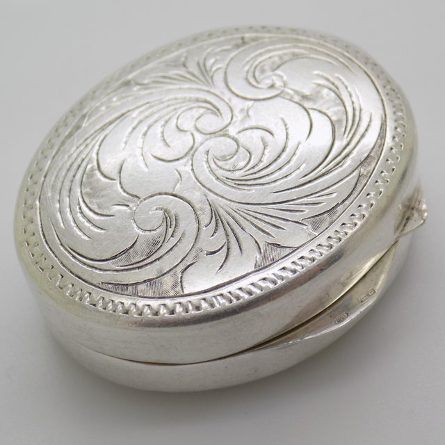 Vintage Italian Handmade Silver Chiseled Oval Box, 1970s For Sale - Image 3 of 11