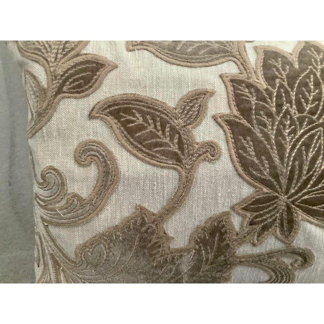 2020s Velvet Foliage Appliquéd Silk Linen Decorative Boudoir Pillow Cover For Sale - Image 5 of 10