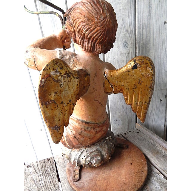 19th Century Portuguese Colonial Carved Iron Fitted Cherub Pricket / Candelabra / Lumiere For Sale In Columbus - Image 6 of 11