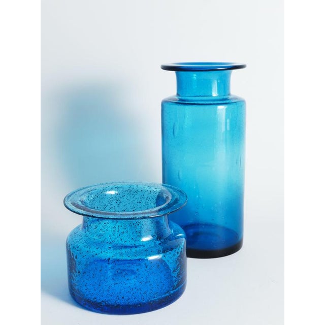 Erik Höglund Cobalt Blue Bubble Glass Vases by Erik Höglund for Boda, 1960, Set of 2 For Sale - Image 4 of 18
