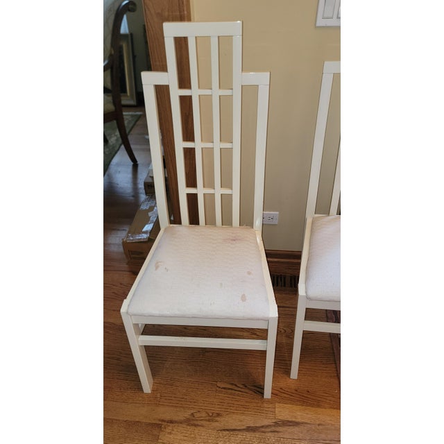 1970s 1970s Abel Gonzalez White Lacquer Modern Tall Back Dining Room Chairs For Sale - Image 5 of 18