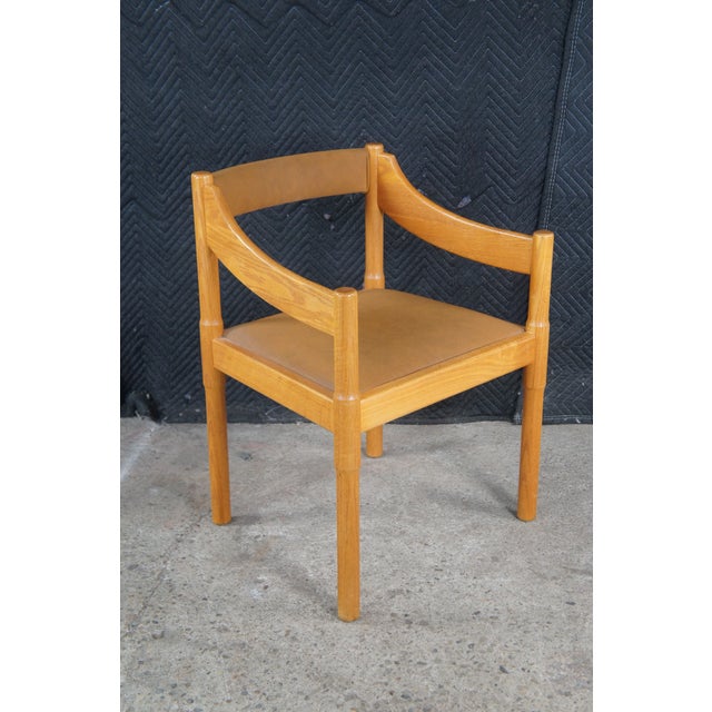 Set of 4 Mid 20th Century Attributed to Vico Magistretti Italian Mid-Century Modern Carimate Dining Armchairs Leather For Sale - Image 9 of 15
