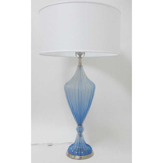 Italian Azure Blue Murano Glass Urn Lamp Chairish