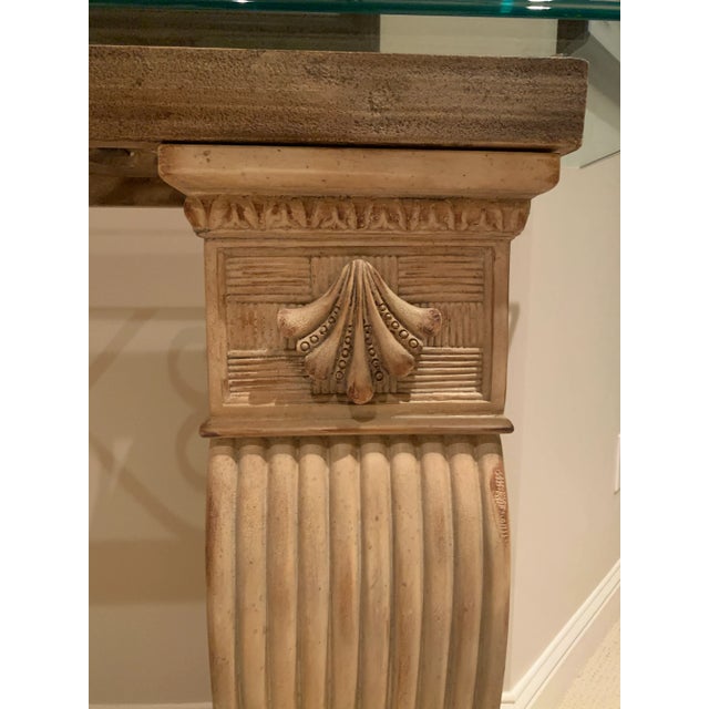 Stone Base With Glass Top Console Table Chairish