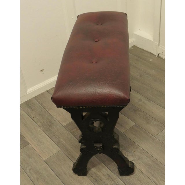 Late 19th Century Arts and Crafts Carved Oak Organist Stool, 1880s For Sale - Image 5 of 8