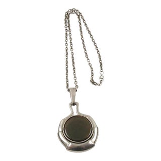 Pace Age Modernist Necklace Green Iridescent Resin Pendant For Sale