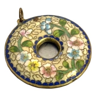 Cloisonne' Enameled Brass Large Circular Pendant For Sale