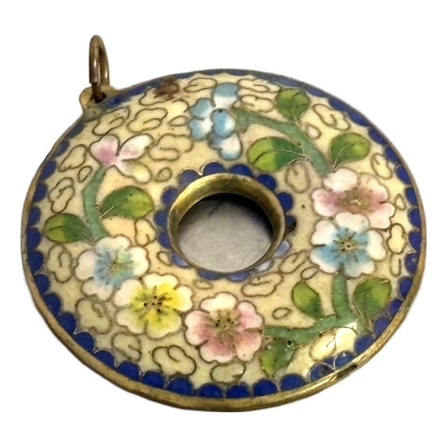 Cloisonne' Enameled Brass Large Circular Pendant For Sale