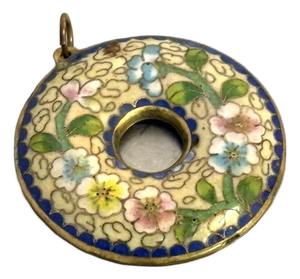 Cloisonne' Enameled Brass Large Circular Pendant