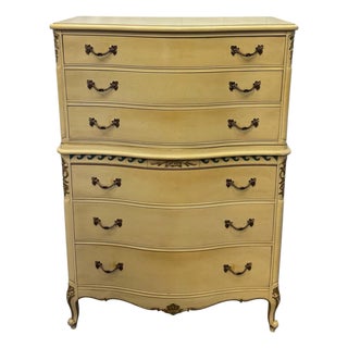 Vintage Drexel French Shabby Chic Style Chest on Chest of Drawers For Sale