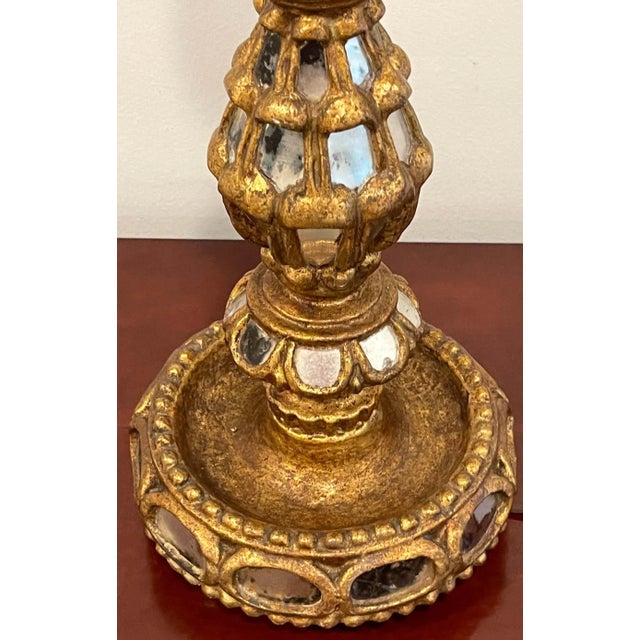 Spanish 1960s Spanish Colonial Giltwood & Mirror Candlestick, Now as a Lamp For Sale - Image 3 of 13