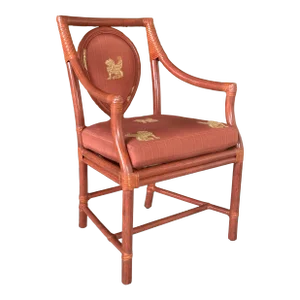 Vintage McGuire Organic Modern Cerise Rattan Arm Side Chair