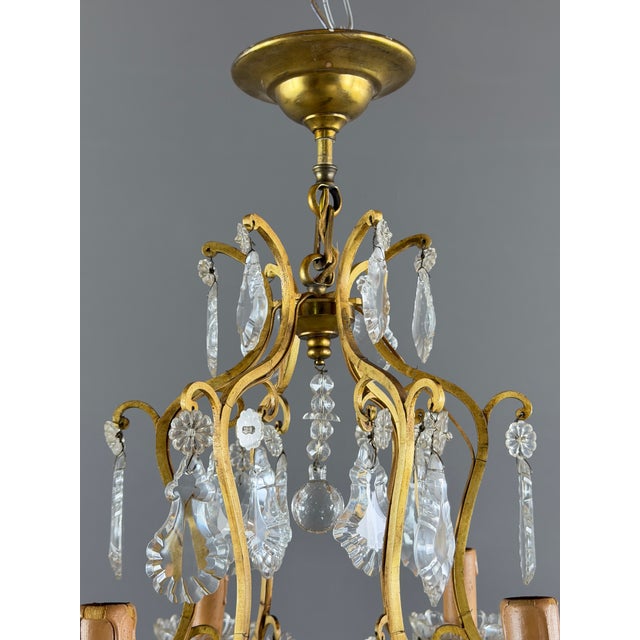 19th Century Louis XV Crystal and Gilt Brass Chandelier For Sale - Image 3 of 8
