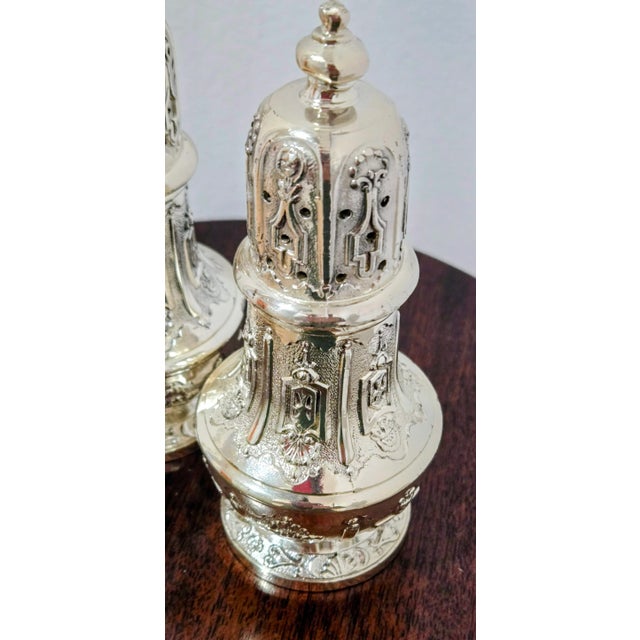 Japanese Corbell & Co. Japanese Silver-Plated Salt & Pepper Shakers – Mid-Century For Sale - Image 3 of 7