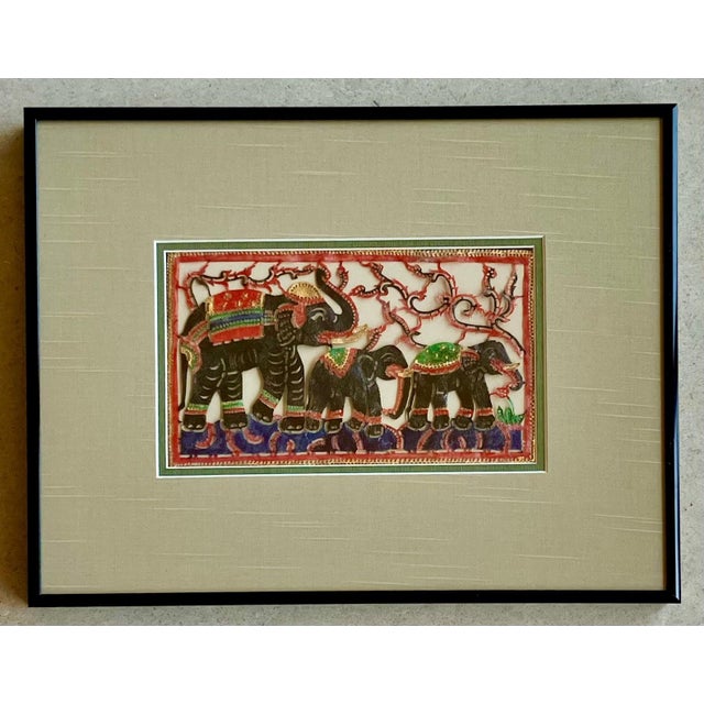 Circa 1990 Indian Rājasthānī-Style “Royal Elephant Procession” Folk Art – A Pair For Sale - Image 10 of 13