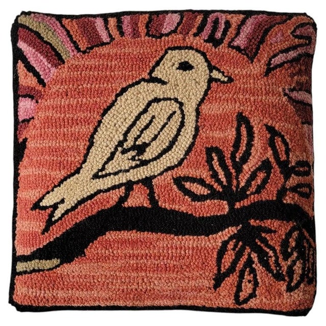 Wool Hooked rug made into a beautiful stool with round ball feet. Colors are vibrant on the hood rug cushion. Comfortable...