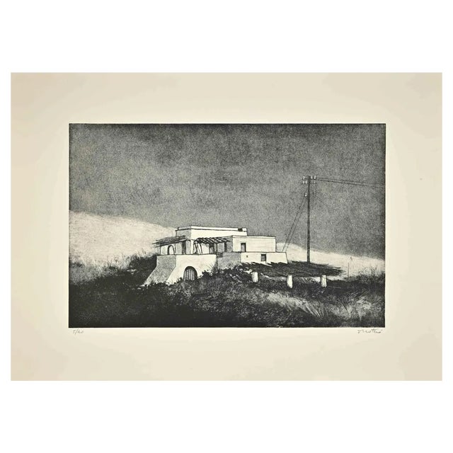Enotrio Pugliese, Landscape, 1960s-1970s, Etching For Sale