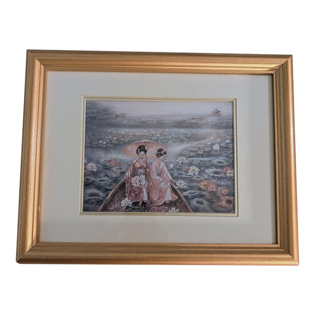 1980s John Cheng 'Maidens on Lotus Pond' Lithograph Reproduction For Sale
