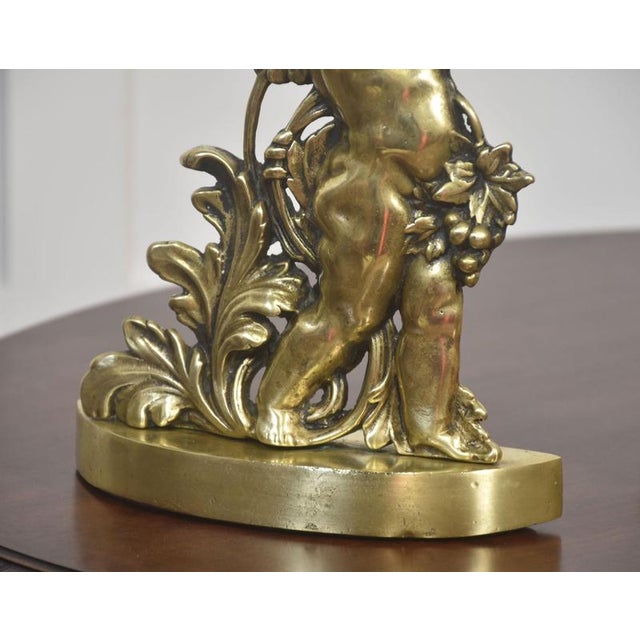 Rococo Brass Putti Door Stops, 1890s, Set of 2 For Sale - Image 3 of 7