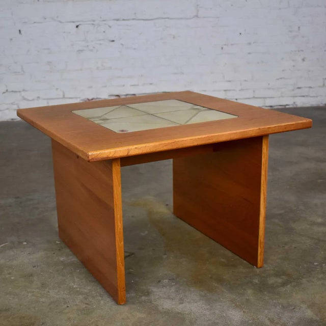 Mid-Century Modern MCM Scandinavian Modern Side or End Table Teak With Tile Insert by Gangso Mobler For Sale - Image 3 of 13