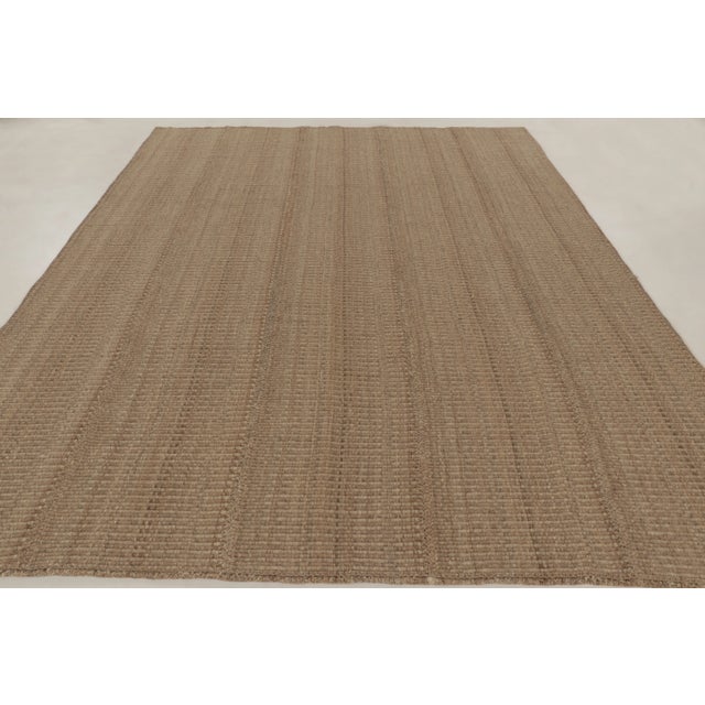 Rug & Kilim Rug & Kilim’s Contemporary Rez Kilim Flatweave Rug With Brown Striped Design For Sale - Image 4 of 10