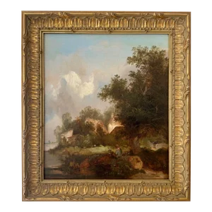 Early 19th Century Landscape Oil Painting by Edward Williams, Framed