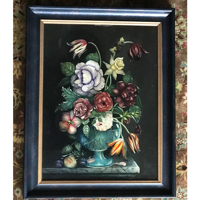 Victorian Framed Painted Floral Flowers Still Life on Board For Sale - Image 3 of 13