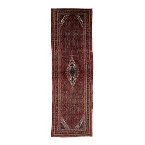 Vintage Persian Designed Hamadan Gallery Wool Rug in Red