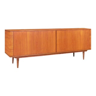 Mid-Century Modern Teak Tambour Door Credenza by Hornslet Mobelfabrik For Sale