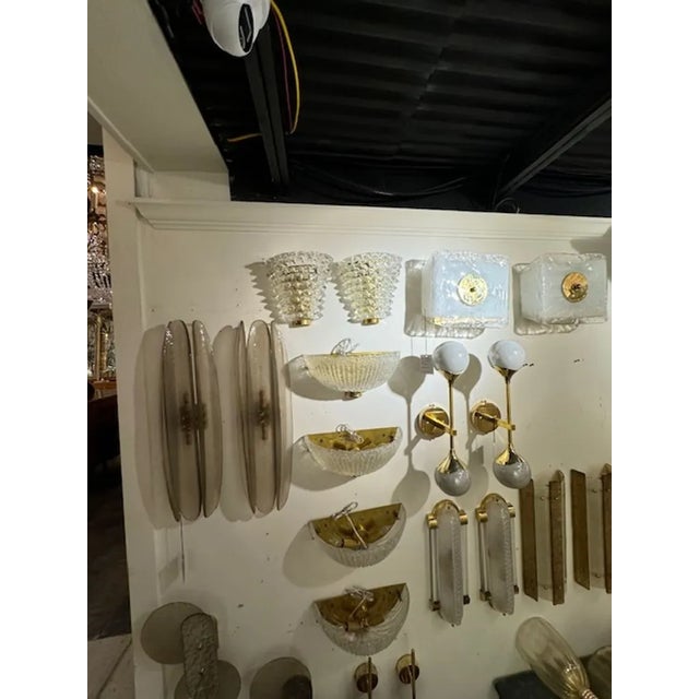 Modern Pair of Modern Rostrada Murano Glass and Brass Sconces For Sale - Image 3 of 6