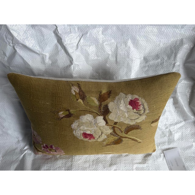 19th Century French Aubusson Rose Pillow For Sale In Los Angeles - Image 6 of 7