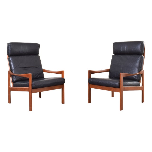 Mid-Century Modern Teak Lounge Chairs by Illum Wikkelsø for Niels Eilersen, 1960s, Set of 2 For Sale
