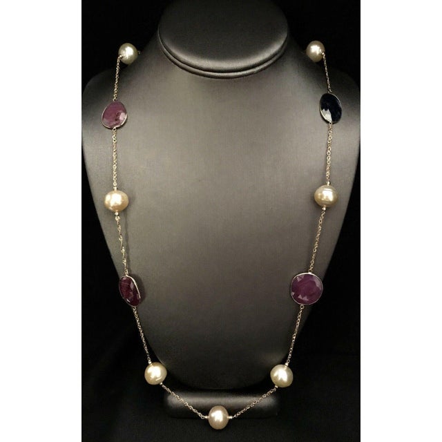 South Sea Pearl Sapphire Ruby 14 Karat Necklace Italy Certified For Sale - Image 11 of 12