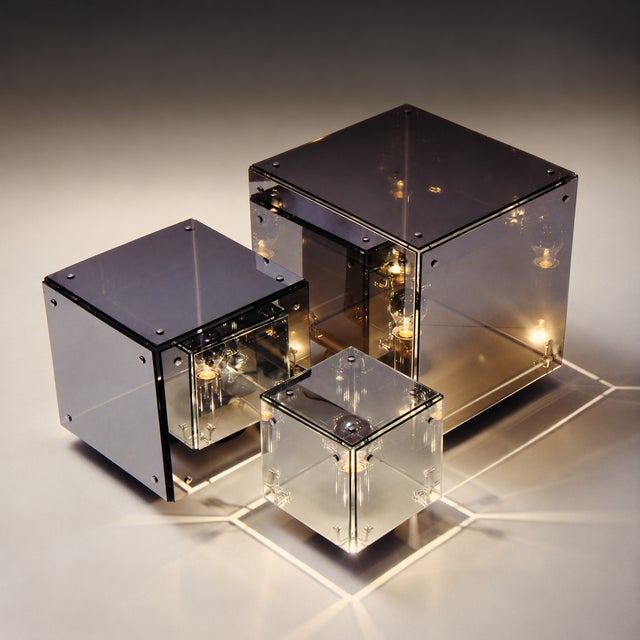 Italian Prisma Glass and Mirrored Table Lamps by Studio A.R.D.I.T.I for Sormani, 1970s, Set of 2 For Sale - Image 4 of 18