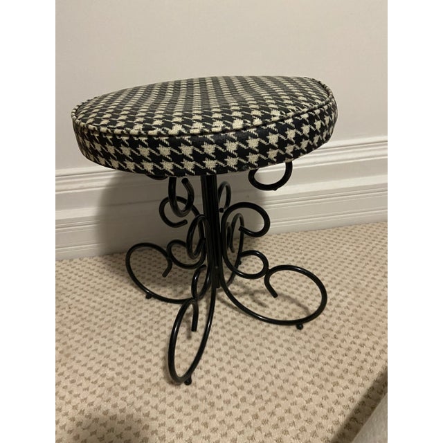 Mid-Century Modern Vintage Wrought Iron Spanish Villa Stool For Sale - Image 3 of 8