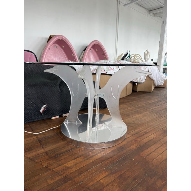 1970 Lucite Light Up Dolphins Dining Table For Sale - Image 4 of 9