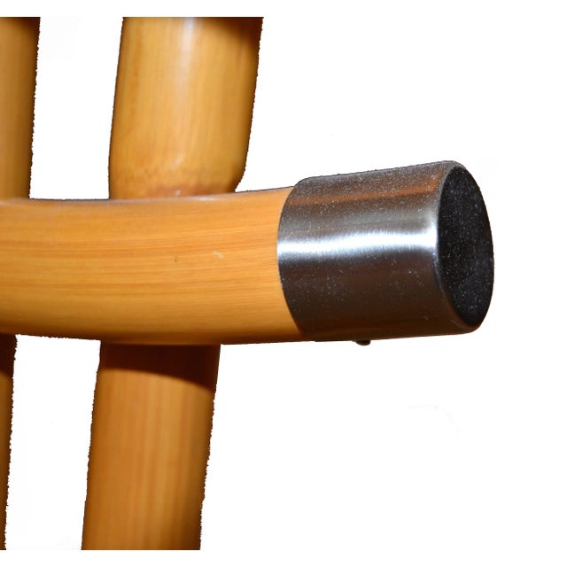 Bohemian Chic Handmade Bent Bamboo and Chrome Table Lamp For Sale In Miami - Image 6 of 8