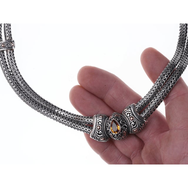 Contemporary Samuel Benham Sterling/18k Citrine Double Necklace For Sale - Image 3 of 9