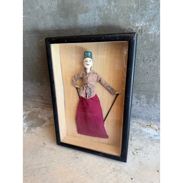 Antique Framed Asian Shadow Box Puppet/Doll 13x20 For Sale - Image 4 of 6