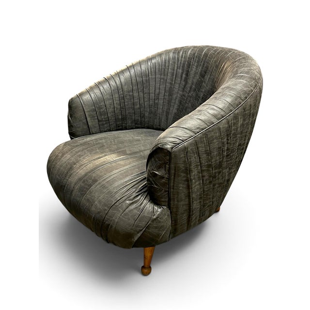 Bert Rouched Leather Lounge Chair by Dyphor New York For Sale - Image 4 of 5