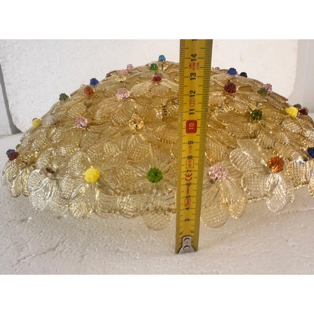 Venetian Gold Flowers and Murano Glass Flush Mount by Simoeng For Sale - Image 6 of 12