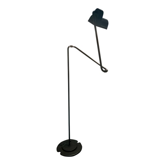 1980s Hannes Wettstein for Belux Postmodern "N-Frame" Black Floor Lamp For Sale
