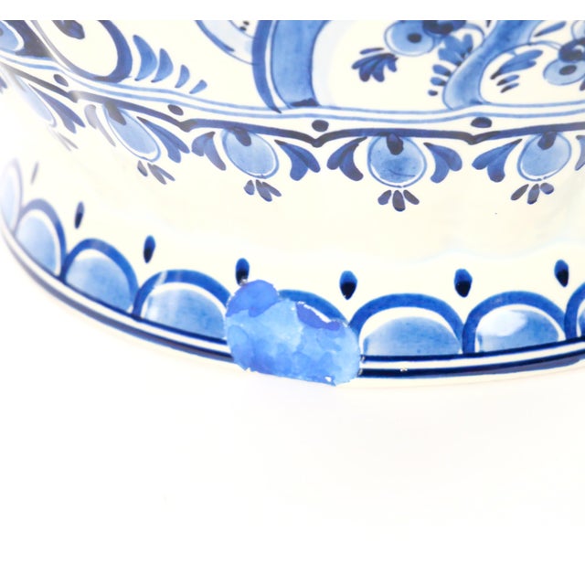 Large Antique Dutch Blue and White Delft Fluted Covered Jars, Circa 1880 For Sale - Image 14 of 17