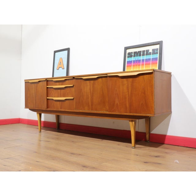 Mid Century Modern Vintage British Teak Sideboard Credenza For Sale - Image 9 of 14