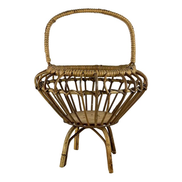 Bamboo Basket, Italy, 1960s For Sale