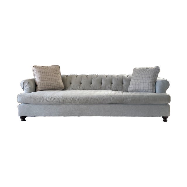 Vintage Sofa Roger & Chris Tufted Light Gray Upholstery For Sale