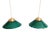 Art Deco Conical Green Opaline Pendant Lights, Set of 2 For Sale