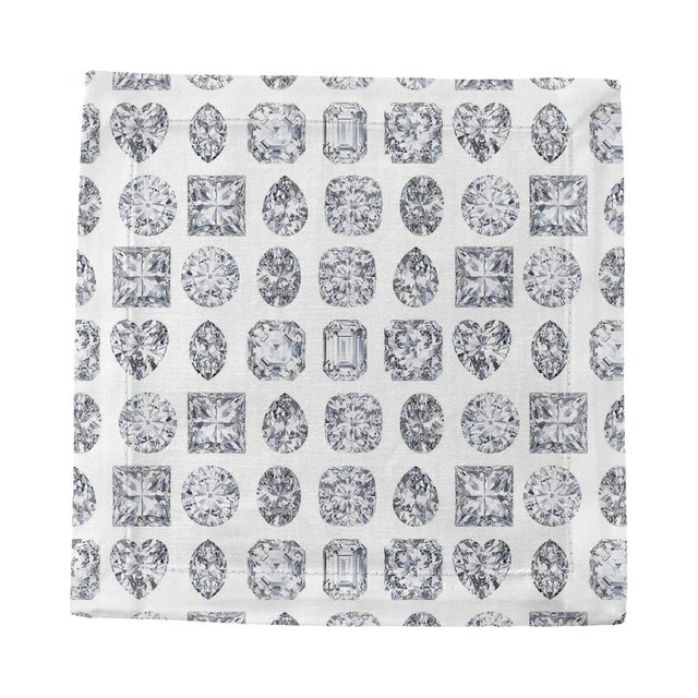 Contemporary Bougie Diamonds Ice Cotton Sateen Cocktail Napkins, Set of 8 For Sale - Image 3 of 6