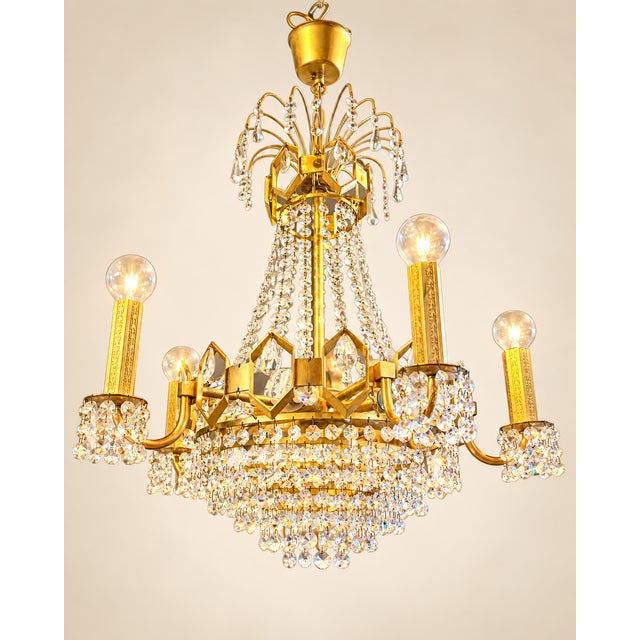 Metal Vintage Palwa Style Chandelier, 1950s For Sale - Image 7 of 7