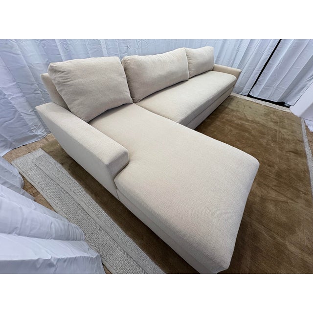 Sand Rh Restoration Hardware Maxwell Left-Arm Bench-Cushion Chaise Sectional (Classic Depth) For Sale - Image 8 of 18